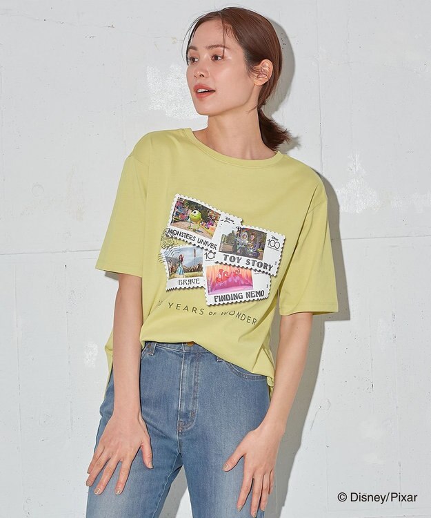 ANY L Disney100thデザイン 半袖Tシャツ イエローグリーン