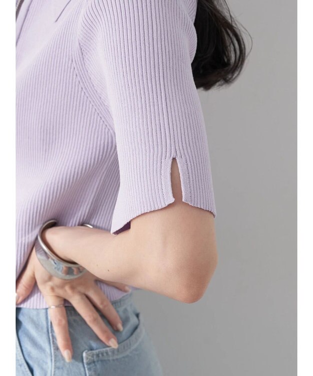 earth music&ecology 衿付きダブルＺＩＰカーディガン Lavender