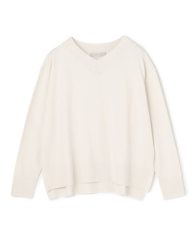 UNFILO L マイビューティニット Vネック グレージュ