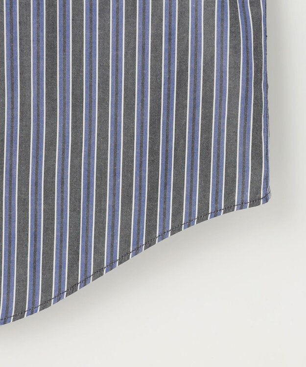 JOSEPH ABBOUD 【キングサイズ・シルク×綿ブレンド】シルクコットンストライプ シャツ グレー系1