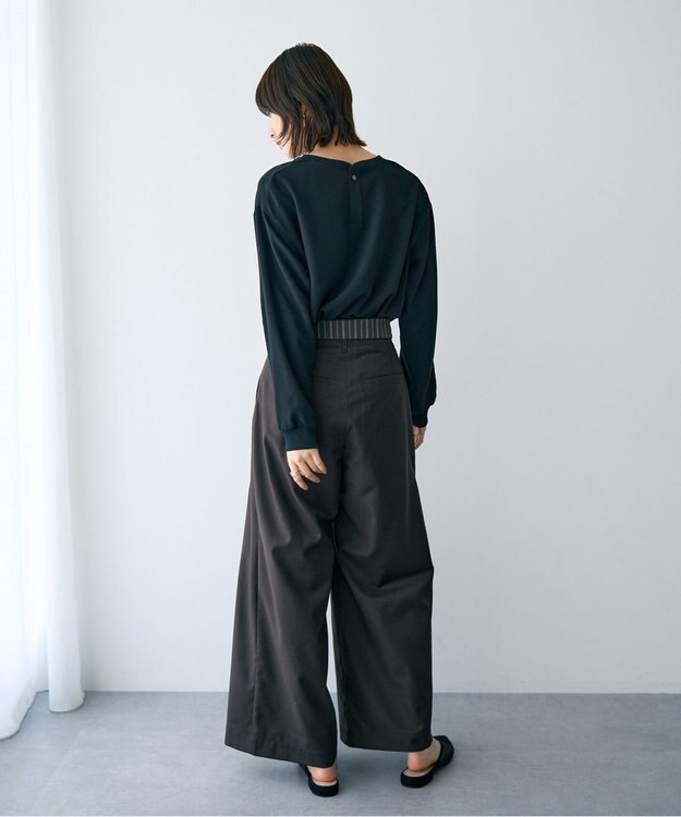 YECCA VECCA リブMIXジョーゼットブラウス Off White