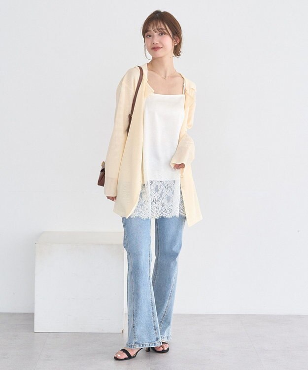 earth music&ecology 【一部WEB限定】レーストリムキャミソール Ivory