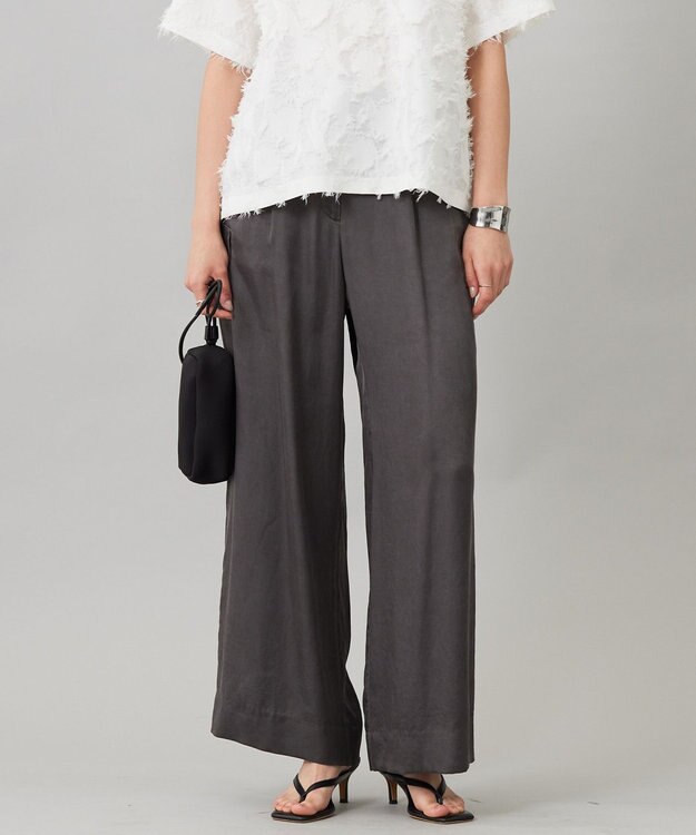 ICB L 【洗える】 キュプラピグメントクロス カーゴパンツ チャコール系