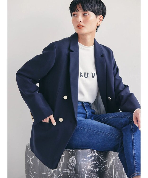 AMERICAN HOLIC Ｗボタンテーラードジャケット Navy