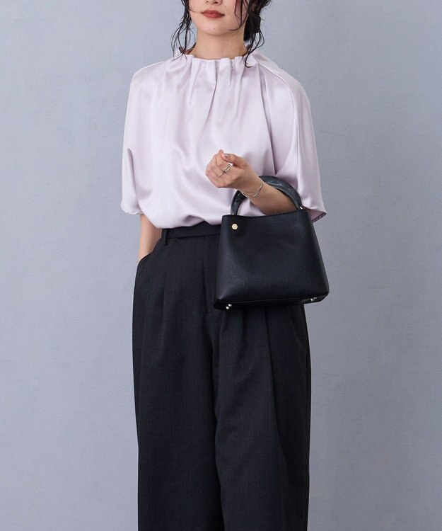 MioFIRANO STONE B001 ハンドバッグ BLACK