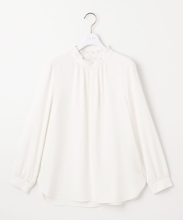 ANY SIS 【洗える】フリルネックスタンド ブラウス オフ
