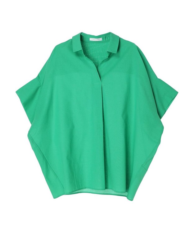 Green Parks 綿麻混スキッパーシャツ Green