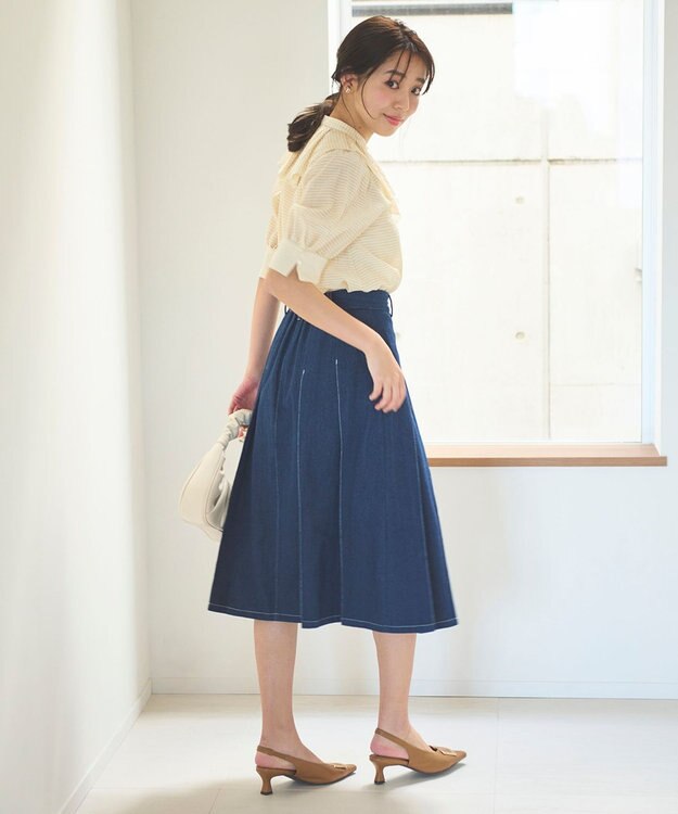 Feroux 【洗える】ラッフルフリル ブラウス ベージュ系