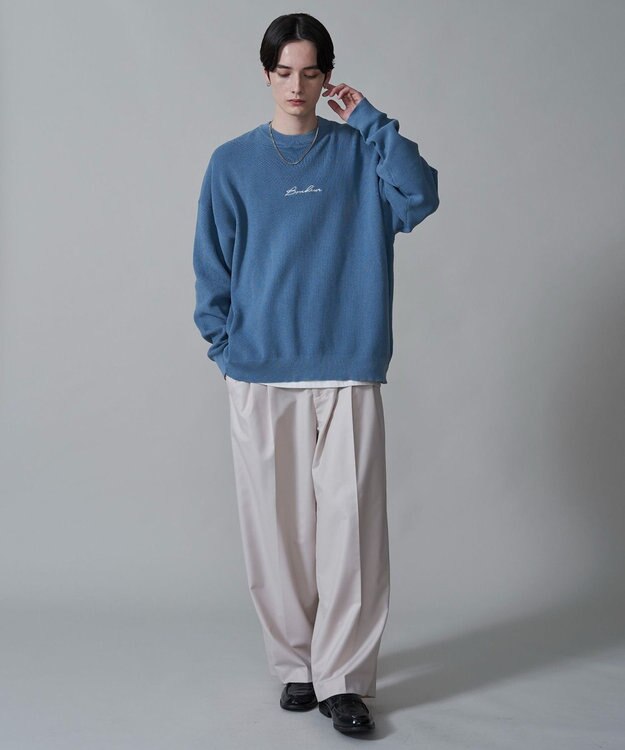 WEGO 【2点SET】アクセ付きワンポイントニットプルオーバー サックス