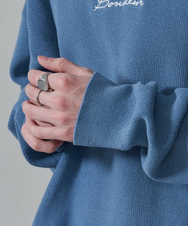 WEGO 【2点SET】アクセ付きワンポイントニットプルオーバー サックス