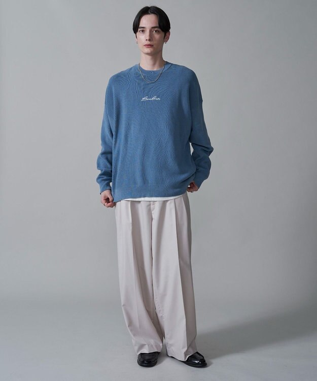 WEGO 【2点SET】アクセ付きワンポイントニットプルオーバー サックス