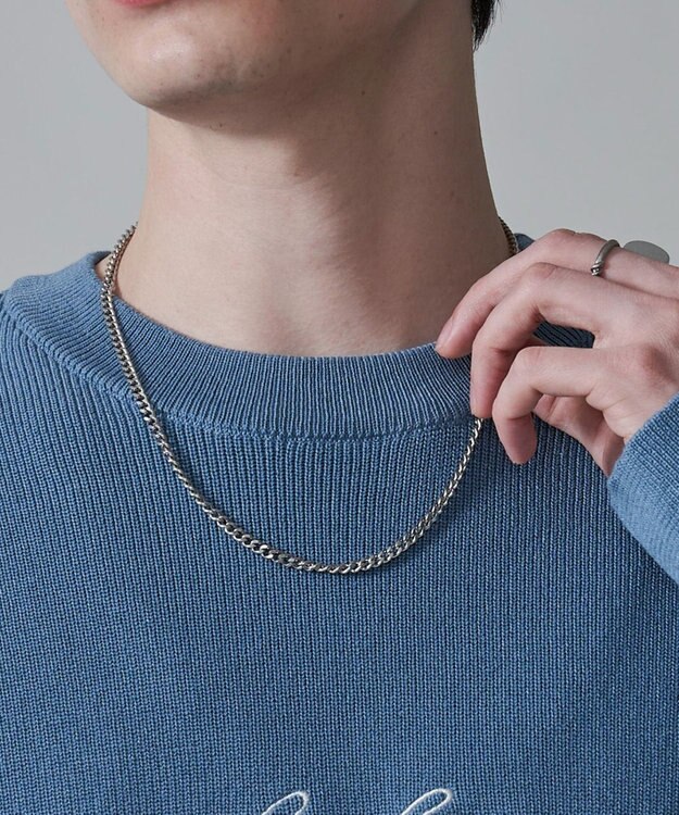 WEGO 【2点SET】アクセ付きワンポイントニットプルオーバー サックス