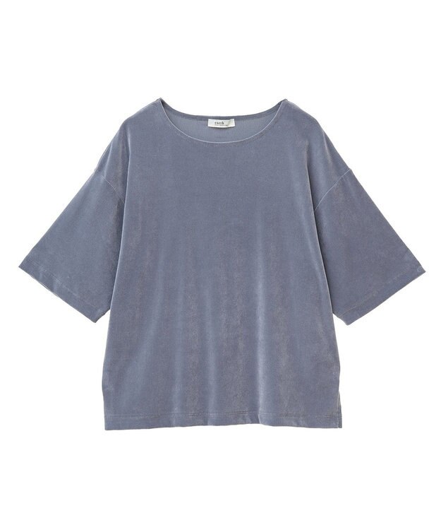 earth music&ecology シアーベロアＴｅｅ Blue