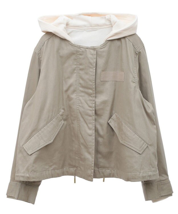earth music&ecology パーカー付きミリタリーブルゾン Beige