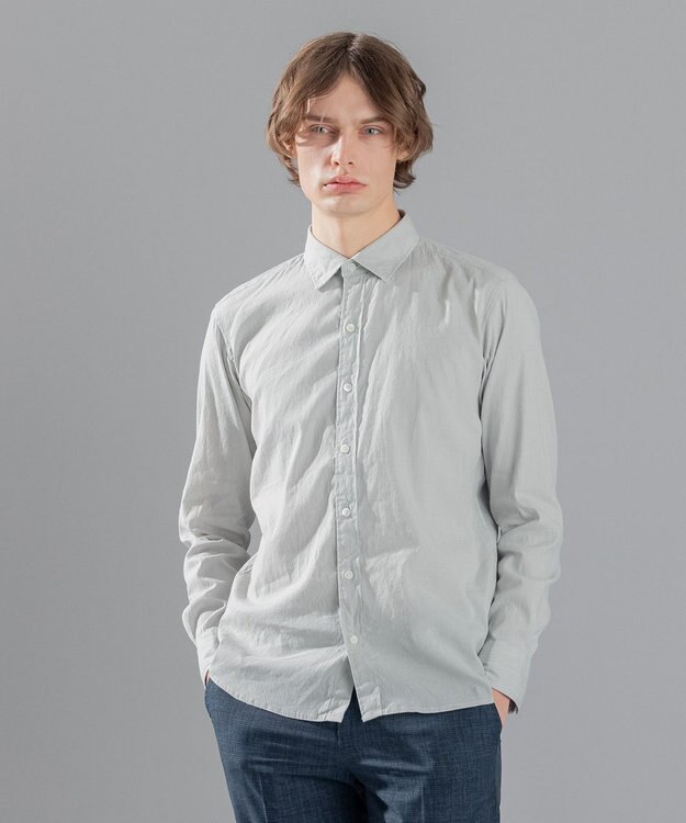 JOSEPH HOMME 【LEON 掲載】リネンストレッチブロード レギュラーカラーシャツ スカイブルー系