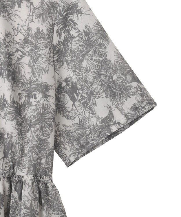 YECCA VECCA サファリ柄フレアシャツワンピース Off White