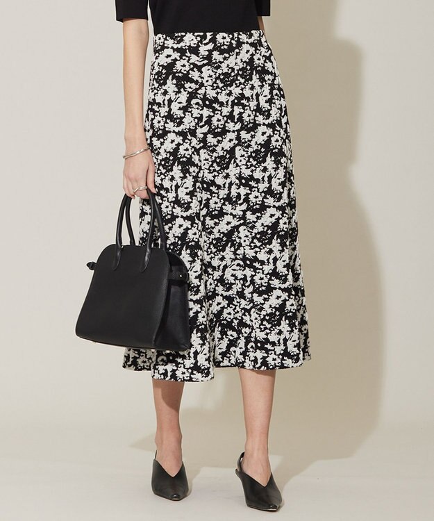 ICB 【洗える】 PEハイゲージJQ ニットスカート ブラック×オフホワイト系