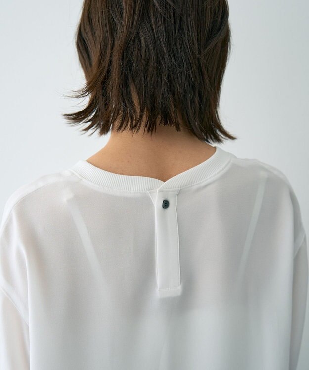 YECCA VECCA リブMIXジョーゼットブラウス Off White