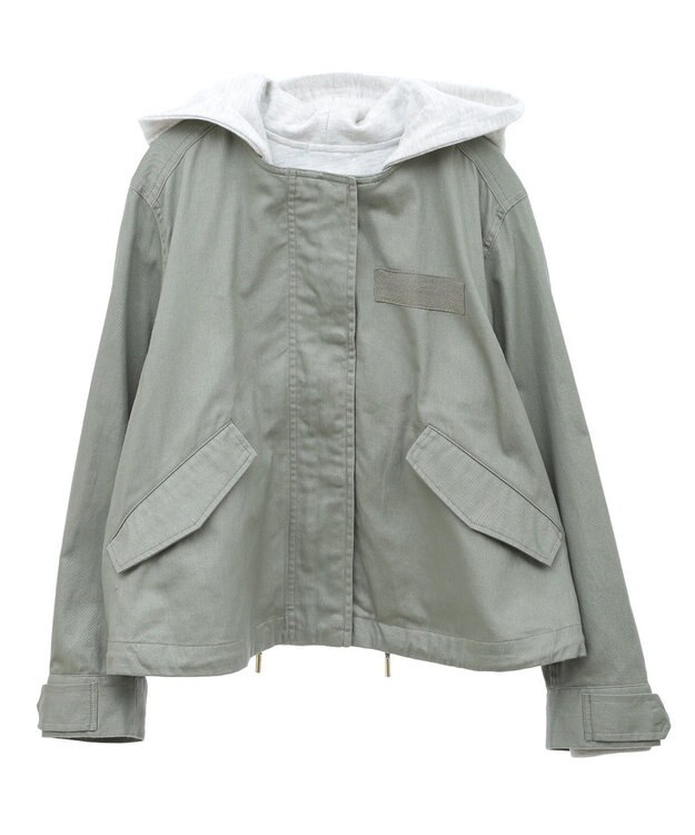 earth music&ecology パーカー付きミリタリーブルゾン Khaki