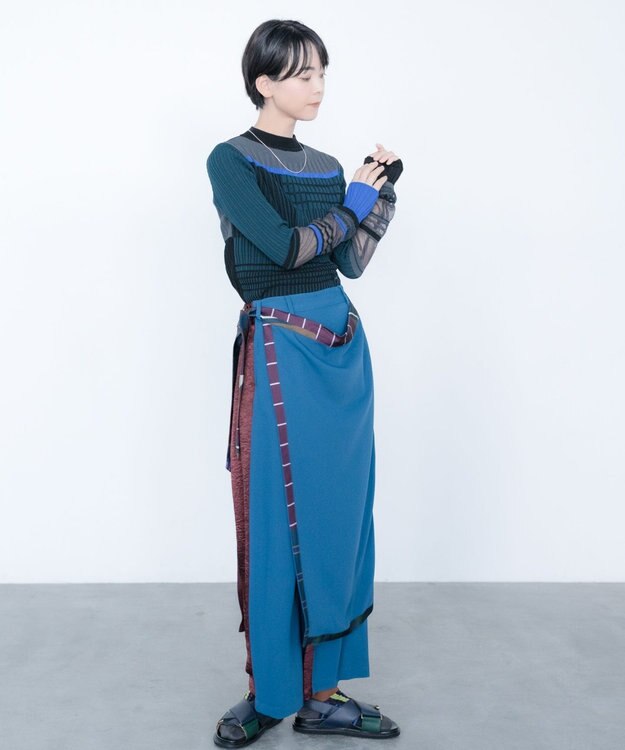 COQ MULTI WAY SAILER ラップスカート付きパンツ ブルー