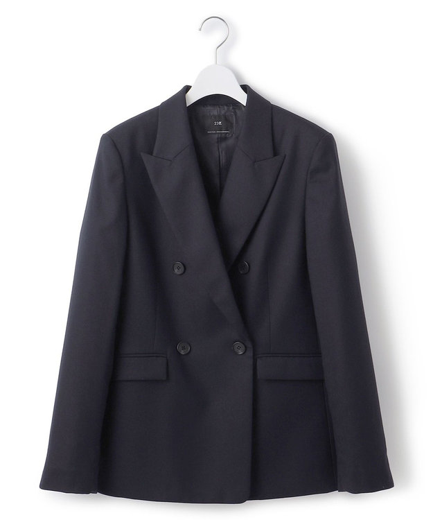 23区 【セットアップ対応】TWサキソニー ダブル ジャケット ネイビー系