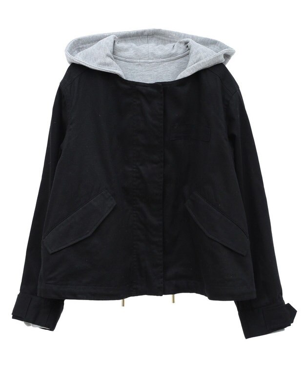 earth music&ecology パーカー付きミリタリーブルゾン Black