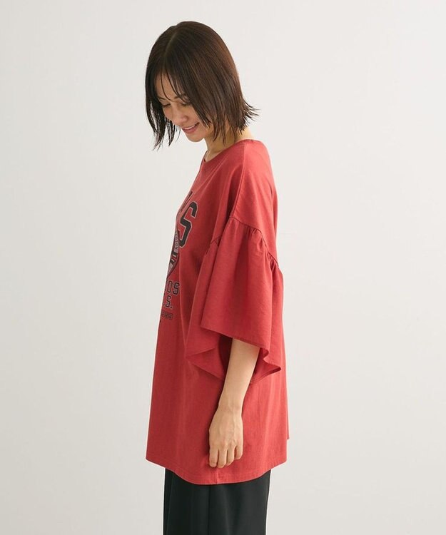 Green Parks ドッキングフレアスリーブロゴチュニック Red