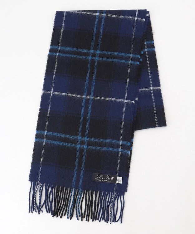 JOSEPH ABBOUD 【John Scott・スコットランド製・英国王室御用達】ラムウール マフラー ネイビー系4