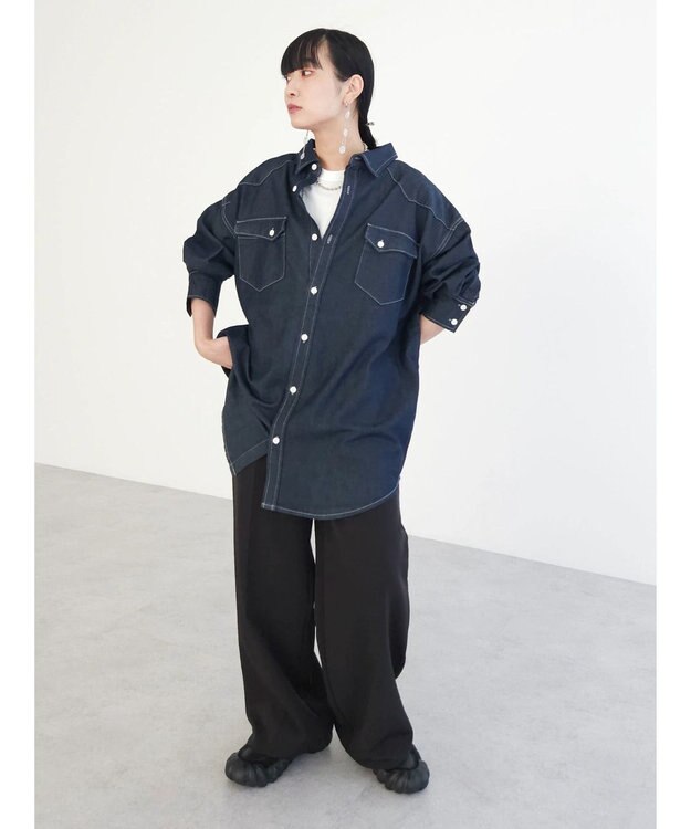 Green Parks ウエスタンＢｉｇデニムシャツ Dark Indigo