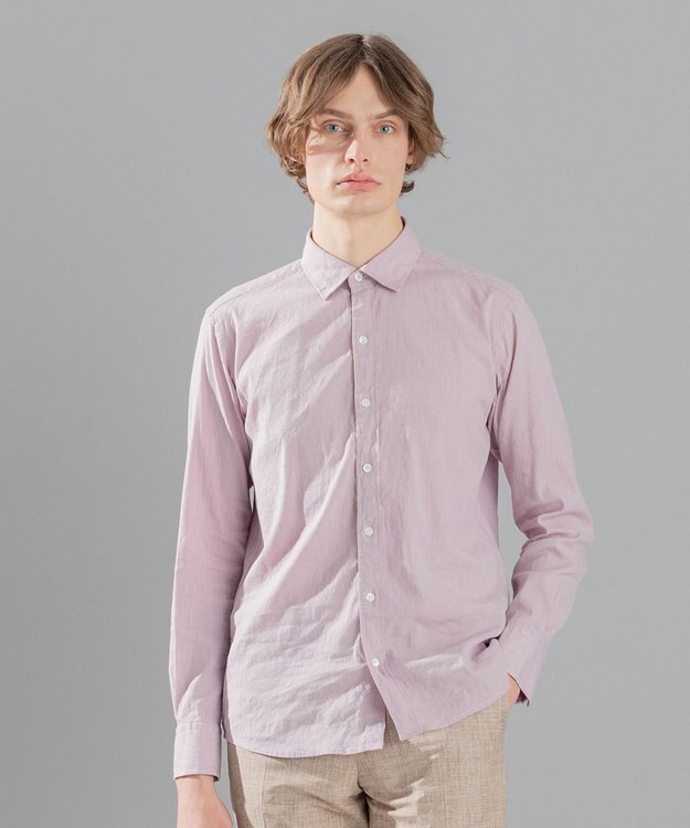 JOSEPH HOMME 【LEON 掲載】リネンストレッチブロード レギュラーカラーシャツ ローズ系