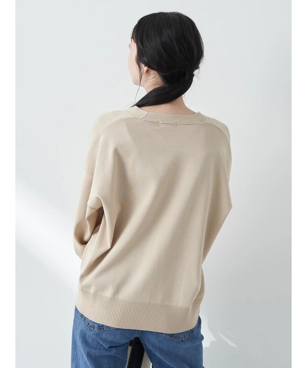 earth music&ecology ＶネックＺＩＰカーディガン Beige