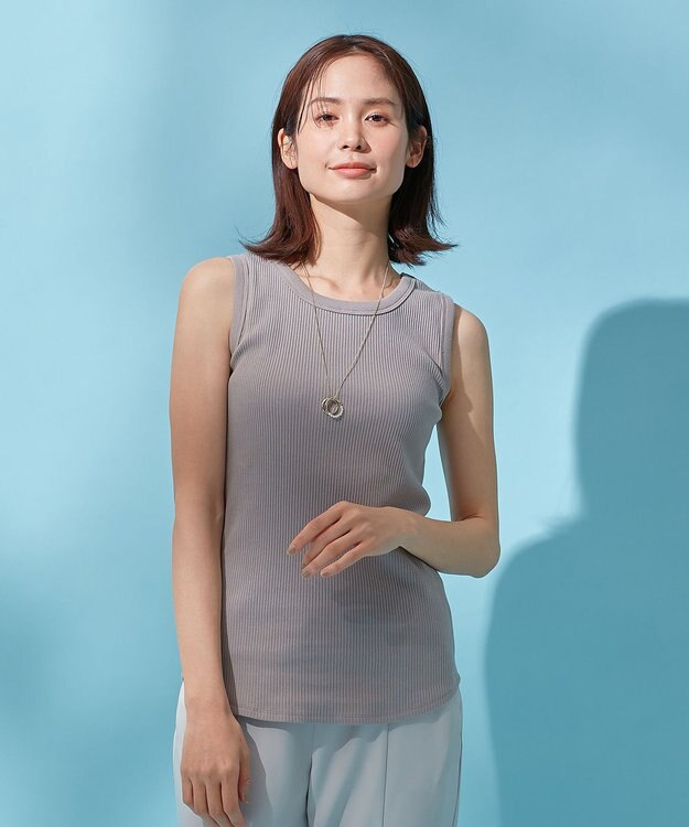 ANY L リブタンクトップ グレージュ