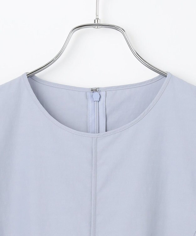 #Newans 【撥水加工/洗濯機可能】〈小柄さんにお勧め〉パフスリーブフレアワンピース ブルーグレー