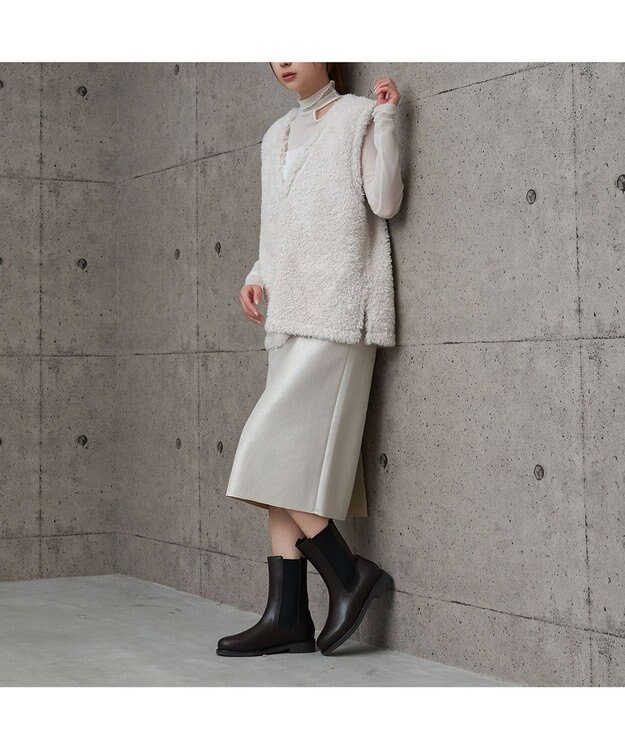 MODE ET JACOMO 【レイン対応】サイドゴアショートブーツ ダークブラウン