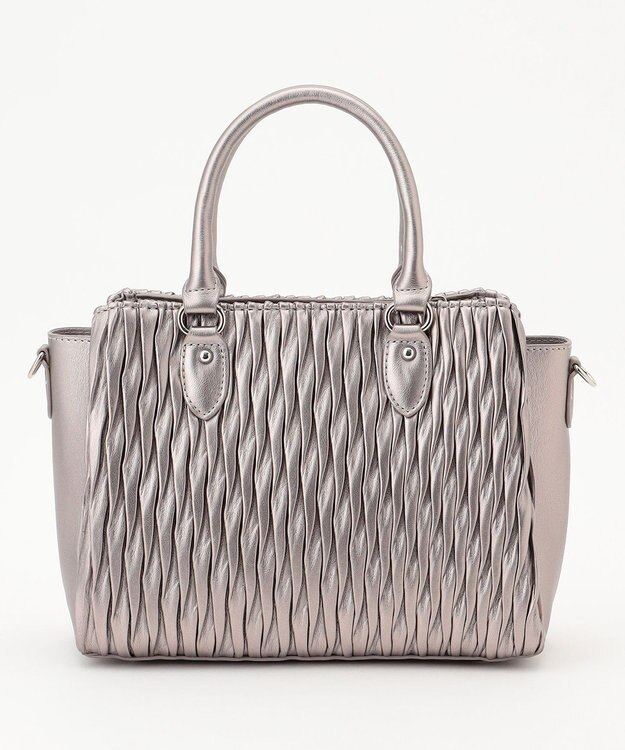 LA BAGAGERIE ランダムプリーツ2WAYハンドバッグ ガンメタリック