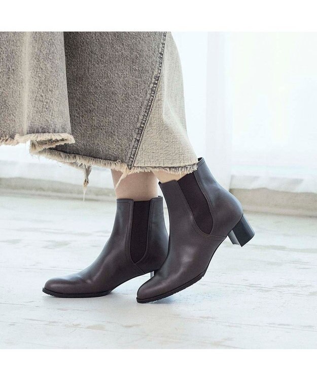 MODE ET JACOMO <MODE ET JACOMO>サイドゴアレザーショートブーツ ダークブラウン