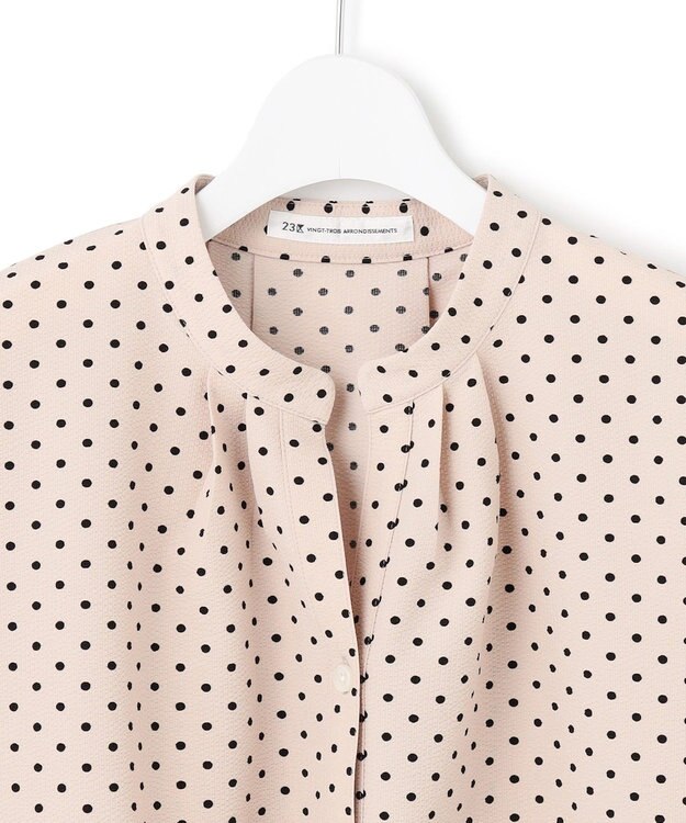 23区 S 【WEB&一部店舗限定/洗える】ドットプリント サッカー ブラウス ベージュ系