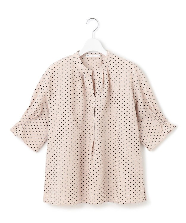 23区 S 【WEB&一部店舗限定/洗える】ドットプリント サッカー ブラウス ベージュ系