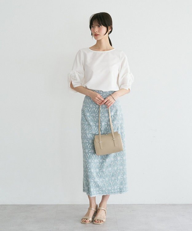 YECCA VECCA ハシゴレースタックスリーブブラウス Off White