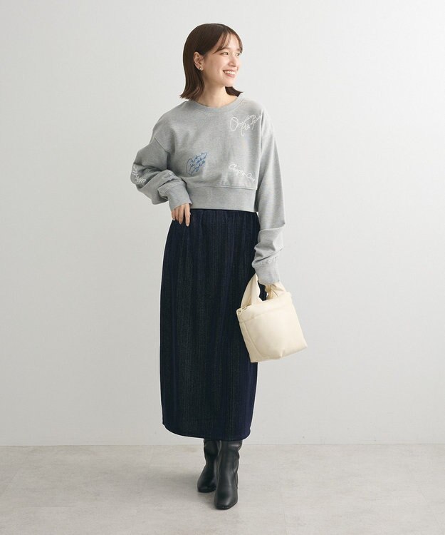 Green Parks ラメベロアＩラインスカート Brown