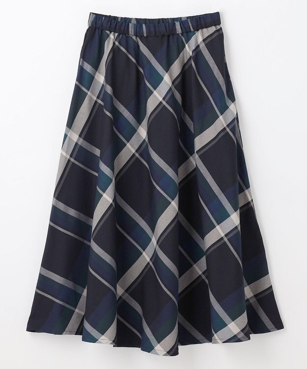 ANY L 【親子連動/洗濯機可能/ウエストゴム】チェックフレアスカート ブルーチェック