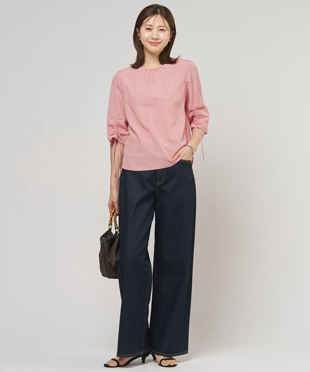 J.PRESS LADIES 【洗える】BASIC STRETCH DENIM ワイド ストレート デニム インディゴ系