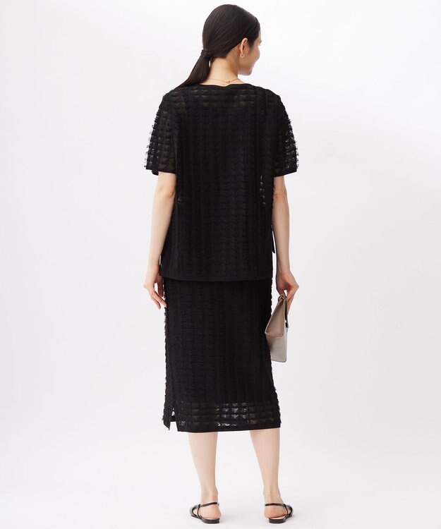 自由区 S 【セットアップ対応・洗える】シアーカットジャカード ニット ブラック