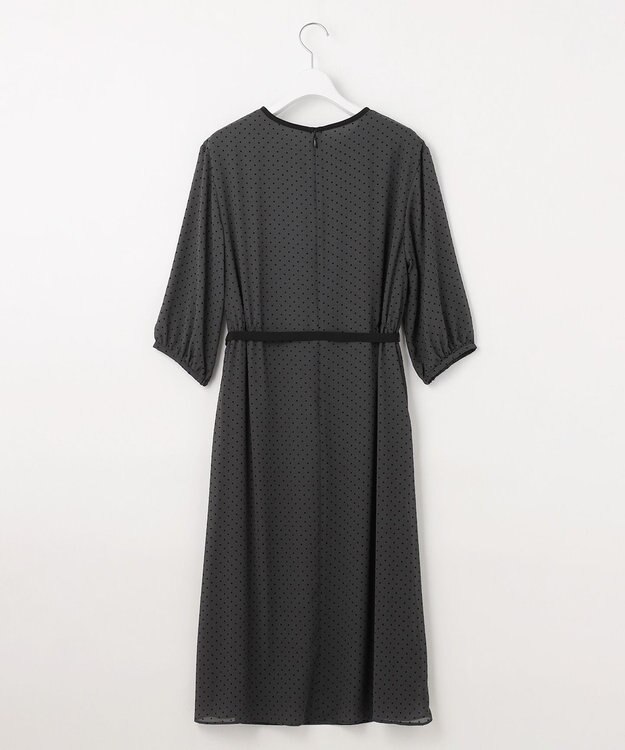 J.PRESS LADIES L 【洗える】ドットフロッキープリント ワンピース スレートベース系
