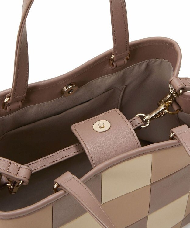 TOPKAPI 【TREASURE TOPKAPI】スムースレザー パッチワーク ショルダー付 トートバッグ グレージュ