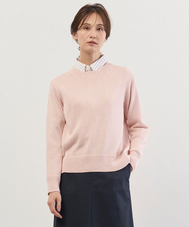 J.PRESS LADIES L Reeves Shine クルーネック ニット ピンク系