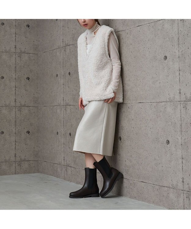 MODE ET JACOMO 【レイン対応】サイドゴアショートブーツ ダークブラウン