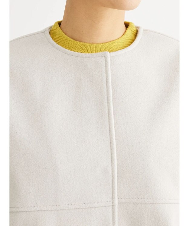 Green Parks 洗えるノーカラーショートコート Light Beige