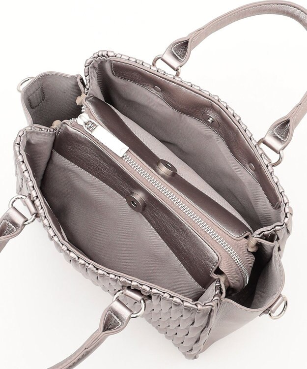 LA BAGAGERIE ランダムプリーツ2WAYハンドバッグ ガンメタリック