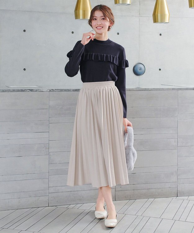 Tiaclasse 【新色追加】スエードポンチプリーツスカート アイボリー